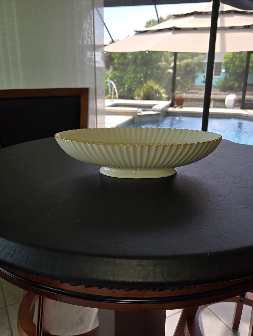 Lenox Vintage Oval Gold Trimmed Fluted Bowl